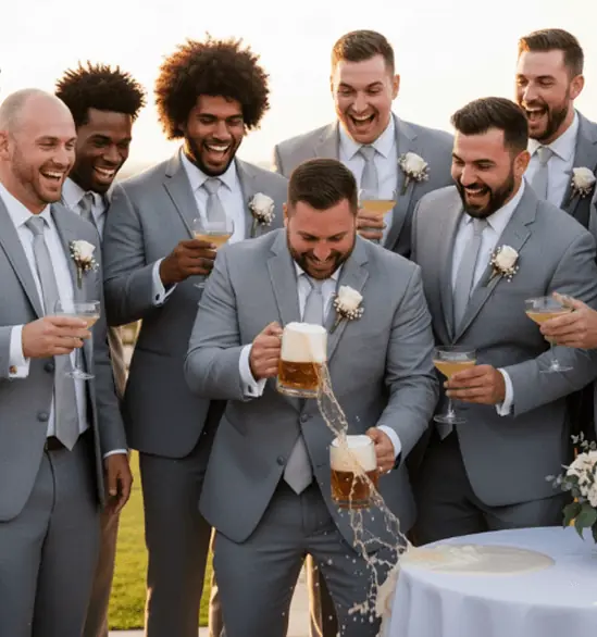 Padrinho derrubando o drink – tradição que nunca morre