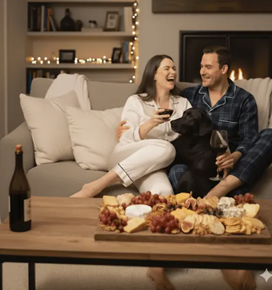 Noite do vinho e queijo para o casal